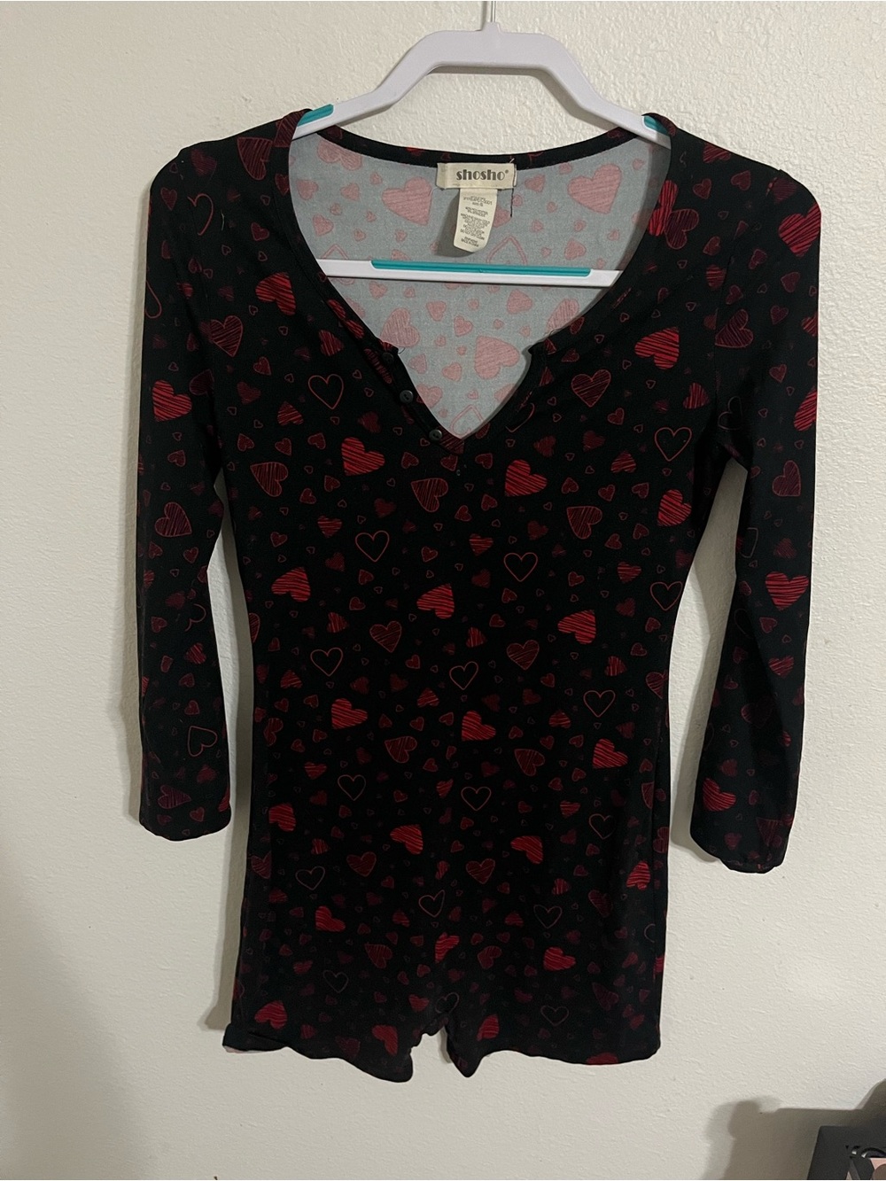 ShoSho Hearts Button Up Lounge Romper